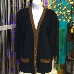 Mister Leonard blue/brown cardigan sweater